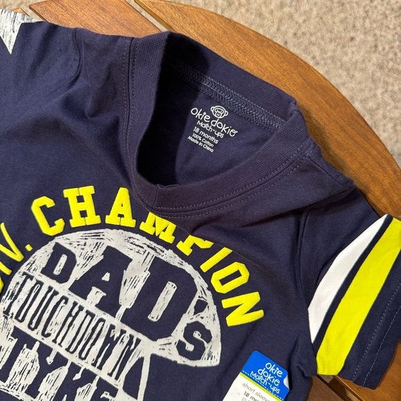 Okie Dokie Baby Boy Graphic  Football T-Shirt /Dad's Touchdown tyke/Champion - Picture 4 of 7